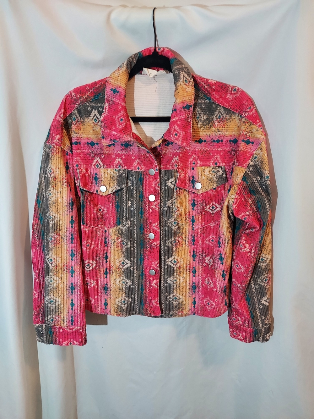 Savanna Jane Aztec Print Corduroy Shacket Western Boho Size M